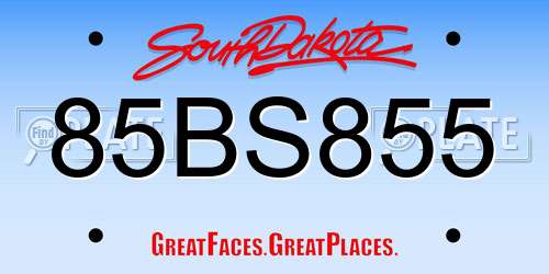 85BS855 South Dakota License Plate