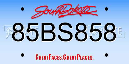 85BS858 South Dakota License Plate
