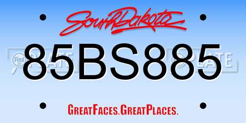 85BS885 South Dakota License Plate