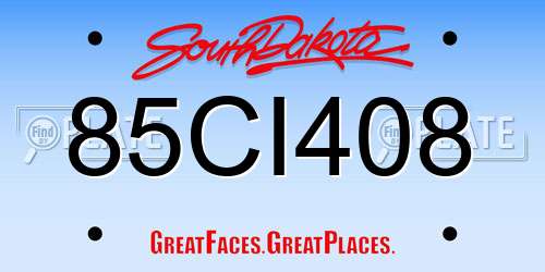 85CI408 South Dakota License Plate