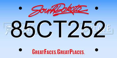 85CT252 South Dakota License Plate