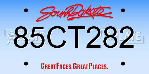 85CT282 South Dakota License Plate