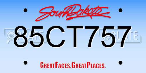85CT757 South Dakota License Plate