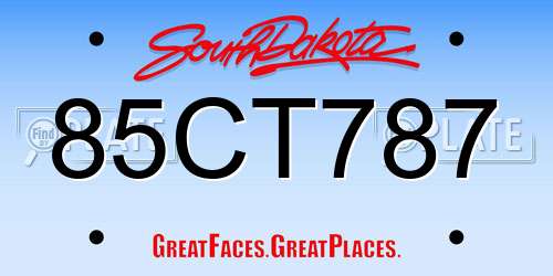 85CT787 South Dakota License Plate