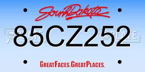 85CZ252 South Dakota License Plate