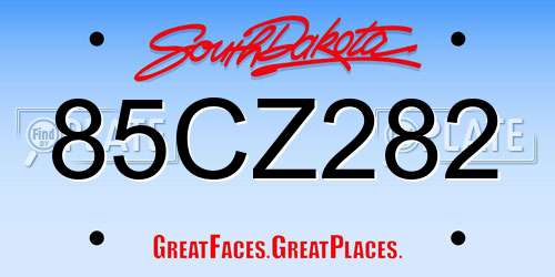 85CZ282 South Dakota License Plate