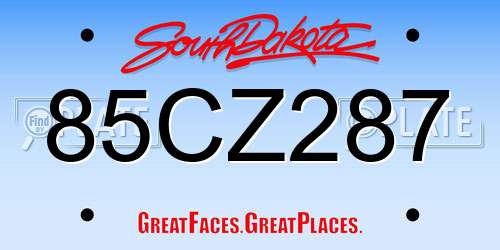 85CZ287 South Dakota License Plate
