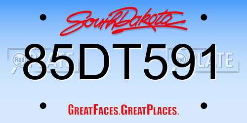 85DT591 South Dakota License Plate