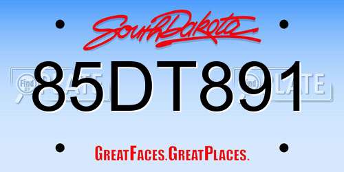 85DT891 South Dakota License Plate