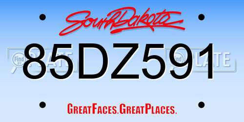 85DZ591 South Dakota License Plate