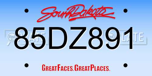 85DZ891 South Dakota License Plate