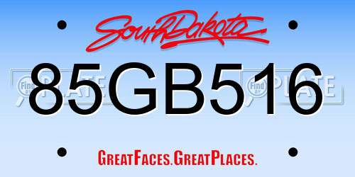 85GB516 South Dakota License Plate