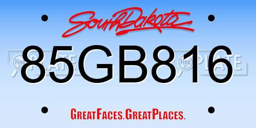 85GB816 South Dakota License Plate