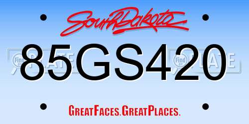 85GS420 South Dakota License Plate