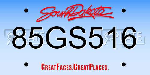 85GS516 South Dakota License Plate
