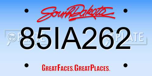 85IA262 South Dakota License Plate