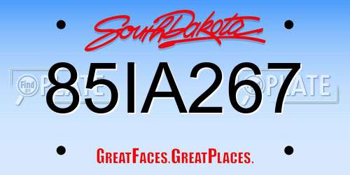 85IA267 South Dakota License Plate