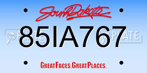 85IA767 South Dakota License Plate