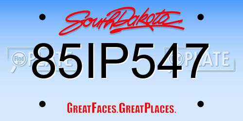 85IP547 South Dakota License Plate