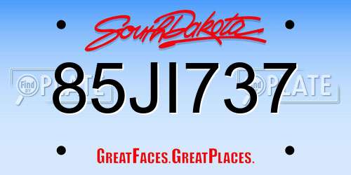 85JI737 South Dakota License Plate