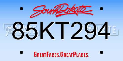 85KT294 South Dakota License Plate
