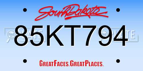 85KT794 South Dakota License Plate