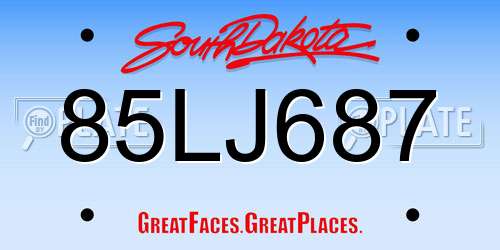 85LJ687 South Dakota License Plate
