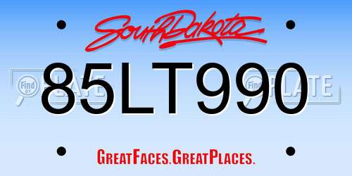 85LT990 South Dakota License Plate