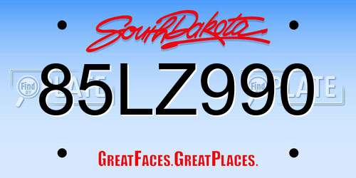 85LZ990 South Dakota License Plate