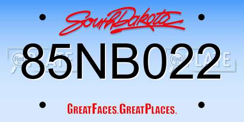 85NB022 South Dakota License Plate