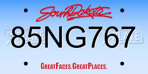 85NG767 South Dakota License Plate