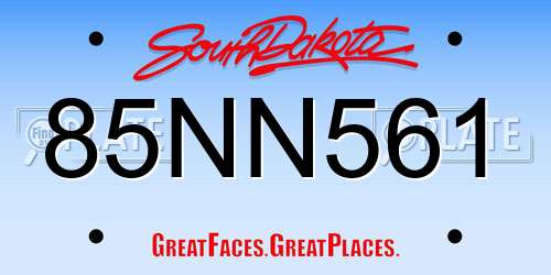 85NN561 South Dakota License Plate