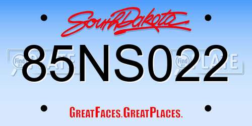 85NS022 South Dakota License Plate