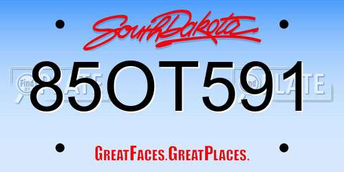85OT591 South Dakota License Plate