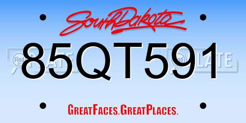 85QT591 South Dakota License Plate