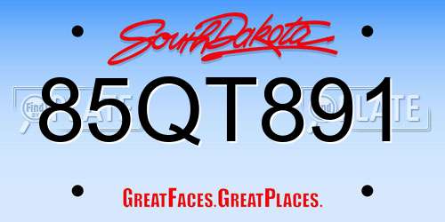 85QT891 South Dakota License Plate