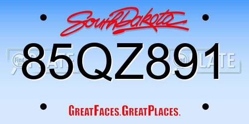 85QZ891 South Dakota License Plate