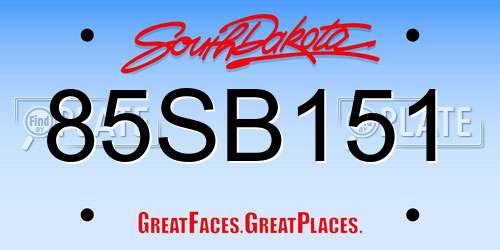 85SB151 South Dakota License Plate