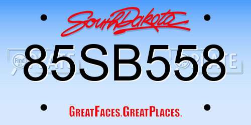 85SB558 South Dakota License Plate