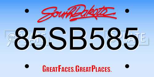 85SB585 South Dakota License Plate