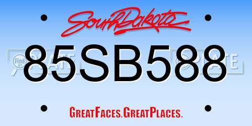 85SB588 South Dakota License Plate