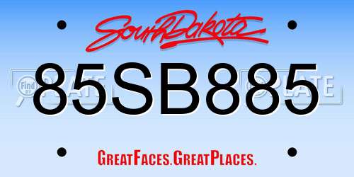 85SB885 South Dakota License Plate