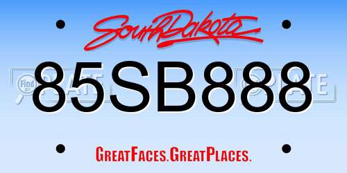 85SB888 South Dakota License Plate