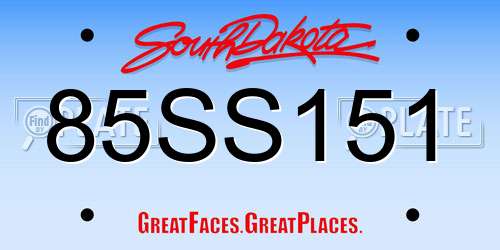 85SS151 South Dakota License Plate