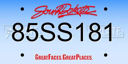 85SS181 South Dakota License Plate
