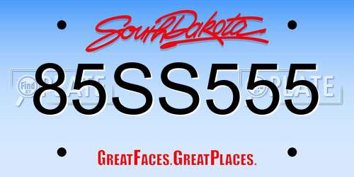 85SS555 South Dakota License Plate