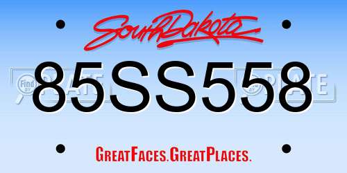 85SS558 South Dakota License Plate