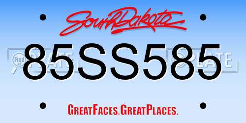 85SS585 South Dakota License Plate