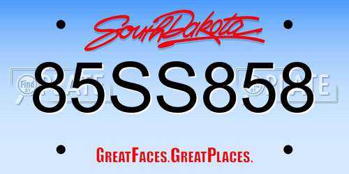 85SS858 South Dakota License Plate