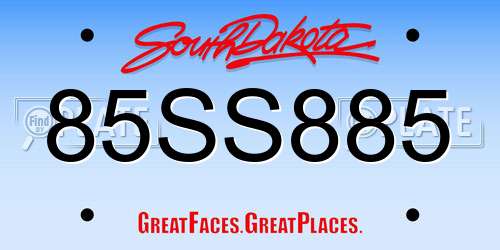 85SS885 South Dakota License Plate